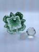 Antique Perfume Scent Bottle.  Cut Crystal Green Sterling Silver Rim London 1905 Sterling Silver (.925) photo 5