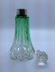 Antique Perfume Scent Bottle.  Cut Crystal Green Sterling Silver Rim London 1905 Sterling Silver (.925) photo 6