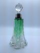Antique Perfume Scent Bottle.  Cut Crystal Green Sterling Silver Rim London 1905 Sterling Silver (.925) photo 7