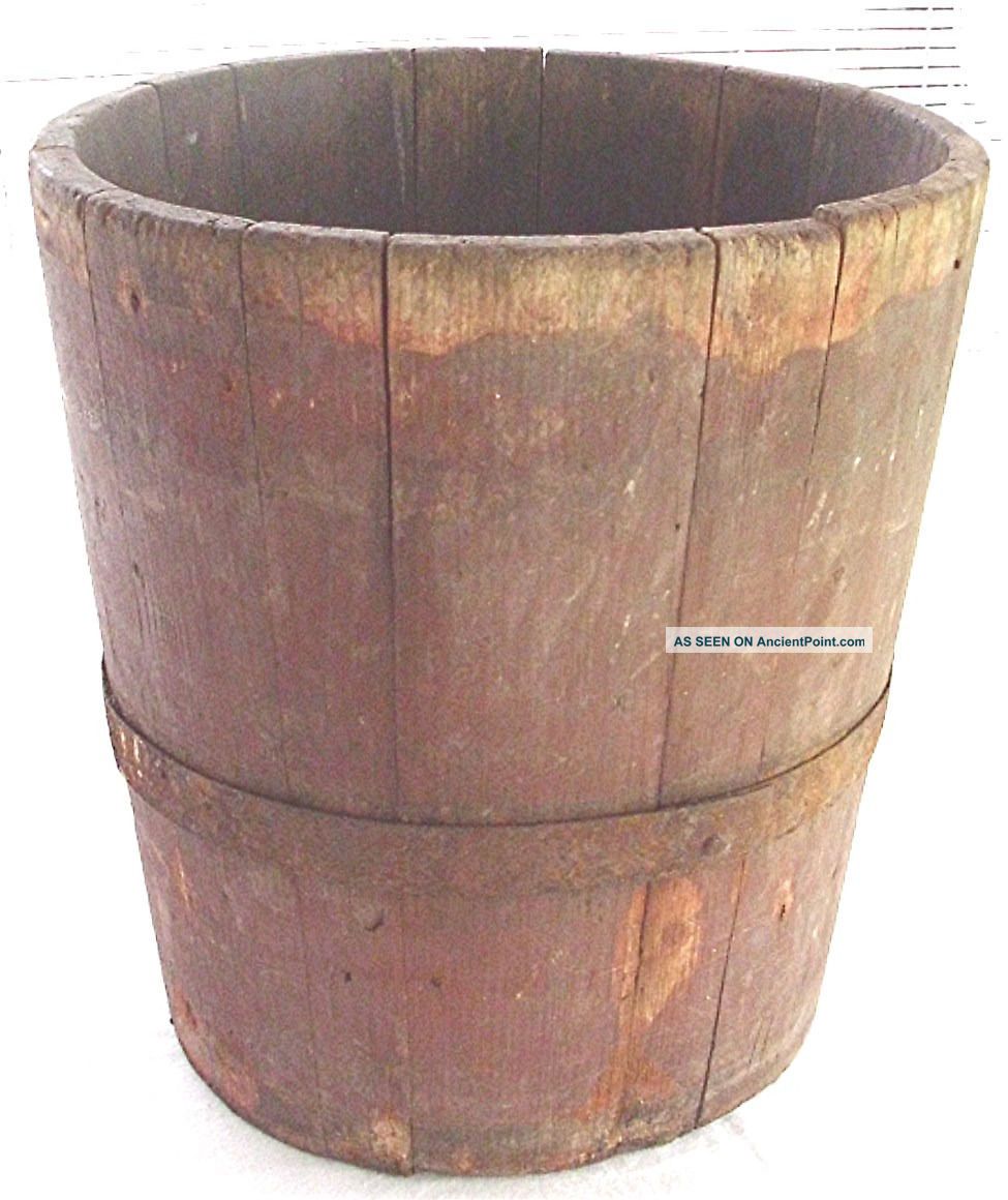 Antique/vtg Wood Double Grain Measure W/orginal Red Paint Primitives photo