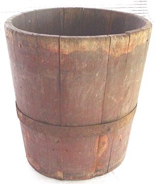Antique/vtg Wood Double Grain Measure W/orginal Red Paint photo