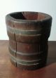 Antique Primitive Wood Butter Mold Barrel Hexagon Ornate Farm Americana Rare Vtg Primitives photo 5
