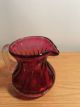 Antique Cranberry Glass Pitcher And Basket Ribbed Applied Handle,  Hand Blow Pitchers photo 3