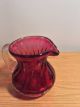 Antique Cranberry Glass Pitcher And Basket Ribbed Applied Handle,  Hand Blow Pitchers photo 4