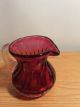 Antique Cranberry Glass Pitcher And Basket Ribbed Applied Handle,  Hand Blow Pitchers photo 5