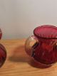 Antique Cranberry Glass Pitcher And Basket Ribbed Applied Handle,  Hand Blow Pitchers photo 7