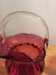 Antique Cranberry Glass Pitcher And Basket Ribbed Applied Handle,  Hand Blow Pitchers photo 8