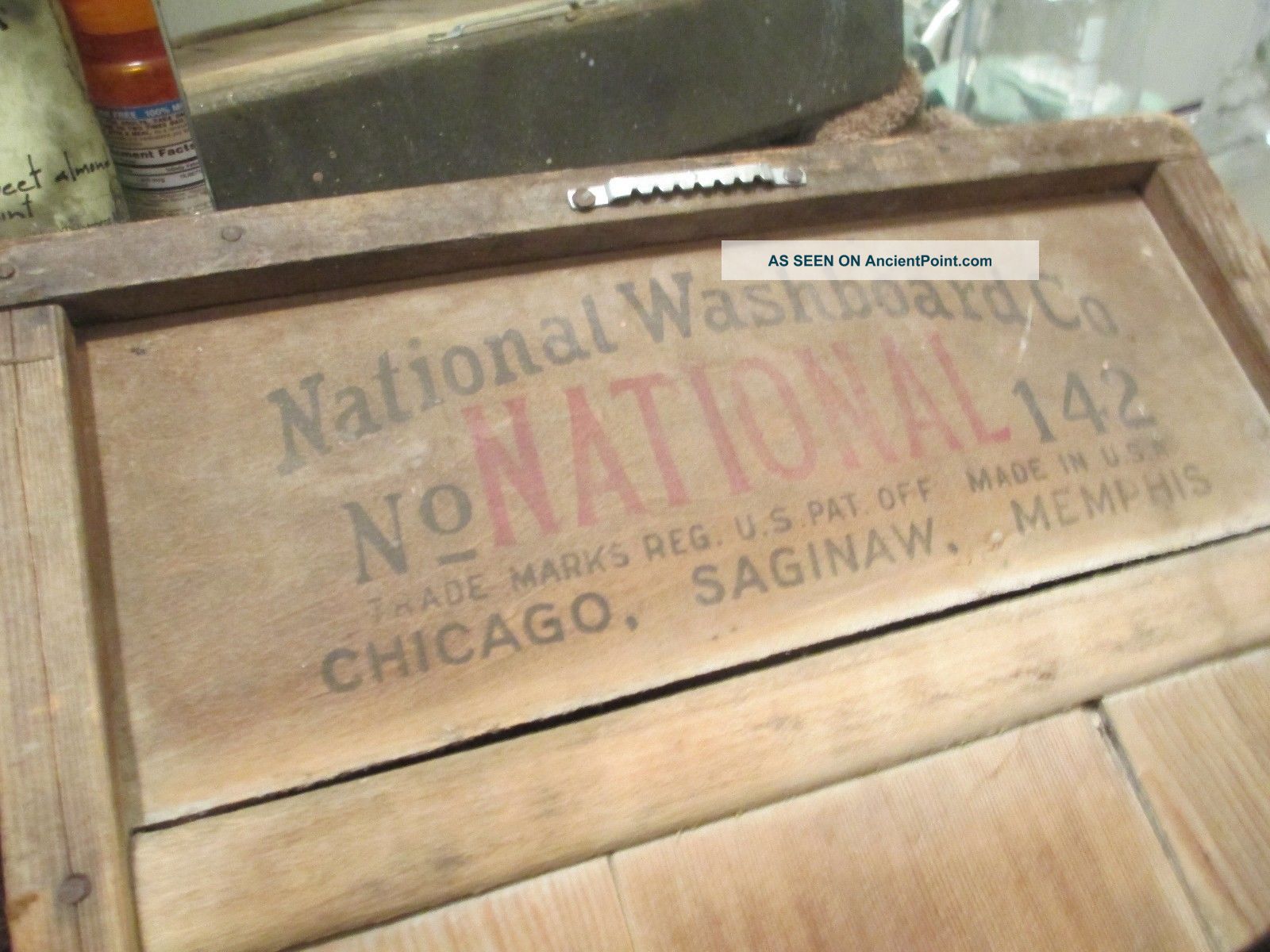 National Washboard Co.  - No.  142 Early Century Antique Wooden Washboard Other Antique Home & Hearth photo