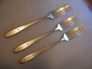 Community Plate Grosvenor Pattern 3 Individual Pastry Forks 1921 photo