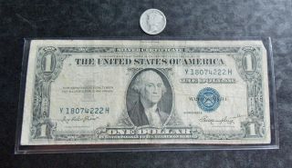 1935 E One Dollar Silver Certificate Note - Circulated &1923 Silver Mercury Dime photo