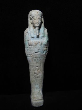 Zurqieh - Ancient Egypt,  Inscribed With Hieroglephs,  Faience Shabti photo