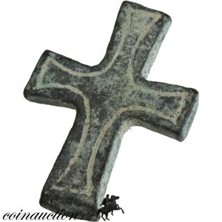 Cyprus Found Byzantine Bronze Christian Cross Pendant photo
