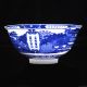 Chinese Blue & White Hand - Painted Scenery Porcelain Bowl W Qing Dynasty Qianlong Bowls photo 1