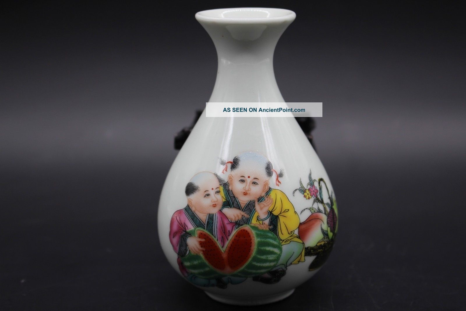 Exquisite China Jingdezhen Porcelain Famille Rose Two Little Boys The Vase Other Chinese Antiques photo