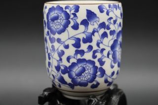 Exquisite Chinese Porcelain Famille Rose Teacup& Blue Flowers photo