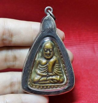 Lp Ngern,  First Generation,  Pim Job Yai,  Year1917 (b.  E.  2460) Thai Buddha Amulet 13 photo
