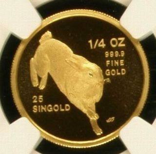 You Bidding 11987 Year Of Rabbit 25 Singold 1/4 Oz Fine Gold Coin photo