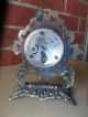 Antique Clock Metal Brass Mantle Clock Windup Rear German Value Clocks photo 1