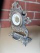 Antique Clock Metal Brass Mantle Clock Windup Rear German Value Clocks photo 2