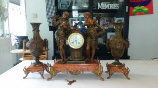 For Dimka00 Onlyfrench Mantleclock With Statue And Candlesticks F Moreau photo
