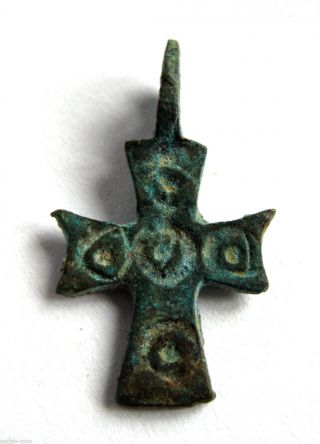 Circa.  1200 A.  D English Early Medieval Period Ae Bronze Crusades Cross Pendant.  Vf photo