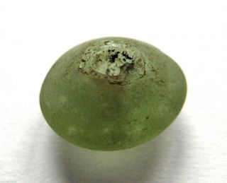 Circa.  800 A.  D Finest British Found Viking Period Decorative Green Glass Bead.  Vf photo