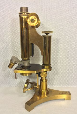 R & J Beck Microscope And Case Brass Economic Model 1870s Serial 16717 London photo