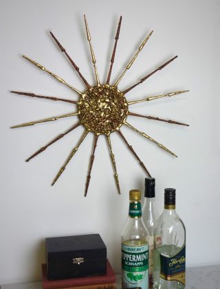 Vintage Mid Century Brutalist Sunburst Starburst Wall Sculpture photo