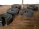 5 Antique Cast Iron Platform Scale Weights & Holder 4 Lbs Made In Germany Scales photo 2