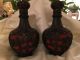 Black And Red Chinese Cinnabar Vases Vases photo 1
