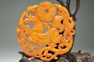 Ingenious Chinese Old Jade Hand Carved Jade Tablets - Horse A4 photo