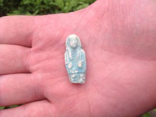 Ancient Egyptian Faience Style Head Amulet 4th - 1st Century Bc. photo
