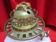 Antique Oil Lamp Acanthus Pattern Ball Shade & Base Double Thumbwheel Art Deco photo 4