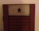 Primitive Wood Shutters Large Crackle Country Farmhouse Decor Burgundy/ Tan Primitives photo 1