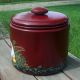 Red Aluminum Canister Container Hp Hen Chicks Handpainted Rooster Art T.  Mcmurry Primitives photo 1