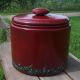 Red Aluminum Canister Container Hp Hen Chicks Handpainted Rooster Art T.  Mcmurry Primitives photo 2