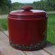 Red Aluminum Canister Container Hp Hen Chicks Handpainted Rooster Art T.  Mcmurry Primitives photo 3