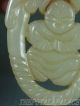 Old Chinese Nephrite Celadon Jade Pendant Archaistic Style Dragons & Fairy Boy Necklaces & Pendants photo 8