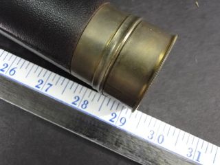 Antique France Telescope Brass Leather 9 - 3/4 - 29 - 1/4” Maritime 3 Extension Tubes photo