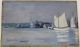 Small Antique Breta Longacre Long Island Sound Sailboat Seascape Oil Painting Other Maritime Antiques photo 3