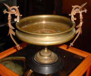 Antique Aesthetic Neoclassical Bronze 19thc Figural Medallion Tazza Compote N/r photo