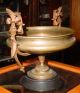 Antique Aesthetic Neoclassical Bronze 19thc Figural Medallion Tazza Compote N/r Metalware photo 1