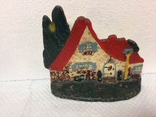 Magnificent Littco Cast Iron Doorstop Cottage With Red Roof Great Paint photo