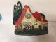 Magnificent Littco Cast Iron Doorstop Cottage With Red Roof Great Paint Metalware photo 1