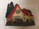 Magnificent Littco Cast Iron Doorstop Cottage With Red Roof Great Paint Metalware photo 7