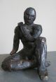 Vintage Cubist Surrealist Abstract Bronze Sculplture Figure Of Man Wearing Mask Metalware photo 9