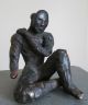Vintage Cubist Surrealist Abstract Bronze Sculplture Figure Of Man Wearing Mask Metalware photo 10