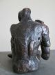 Vintage Cubist Surrealist Abstract Bronze Sculplture Figure Of Man Wearing Mask Metalware photo 5