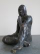 Vintage Cubist Surrealist Abstract Bronze Sculplture Figure Of Man Wearing Mask Metalware photo 7