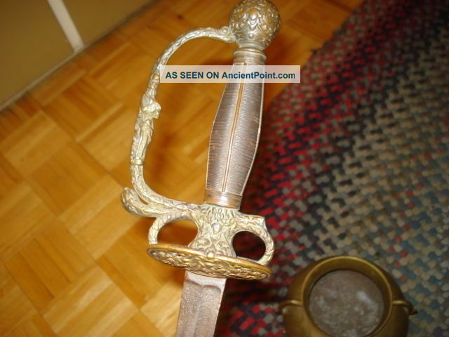 17th Century Fancy European Brass Rapier/small Sword Wonderful Shape Primitives photo